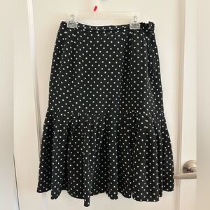 Vintage 100% Silk Polka Dot Ruffle Hem Skirt